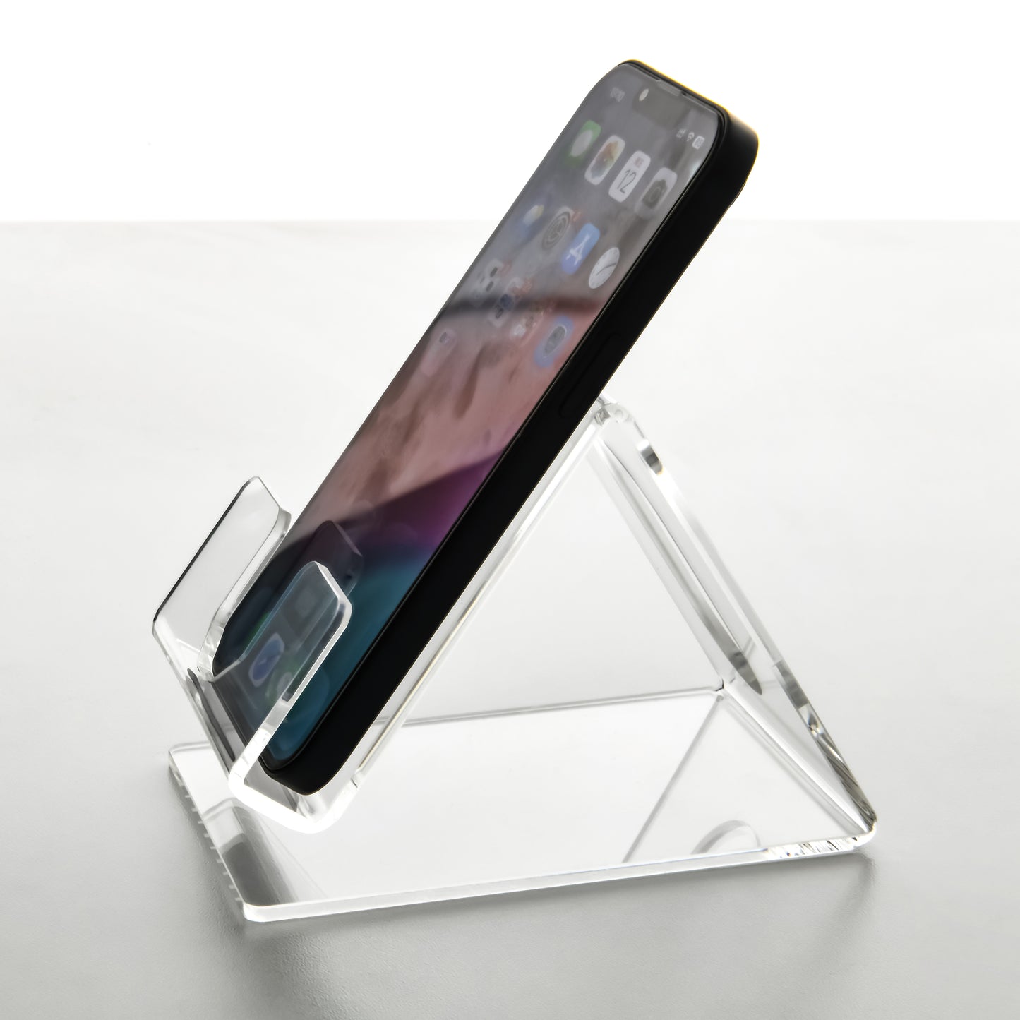 AIMOLLY Highly transparent acrylic desktop mobile phone holder acrylic mobile phone holder display bracket high back mobile phone holder.(Model AML-038/039/040)