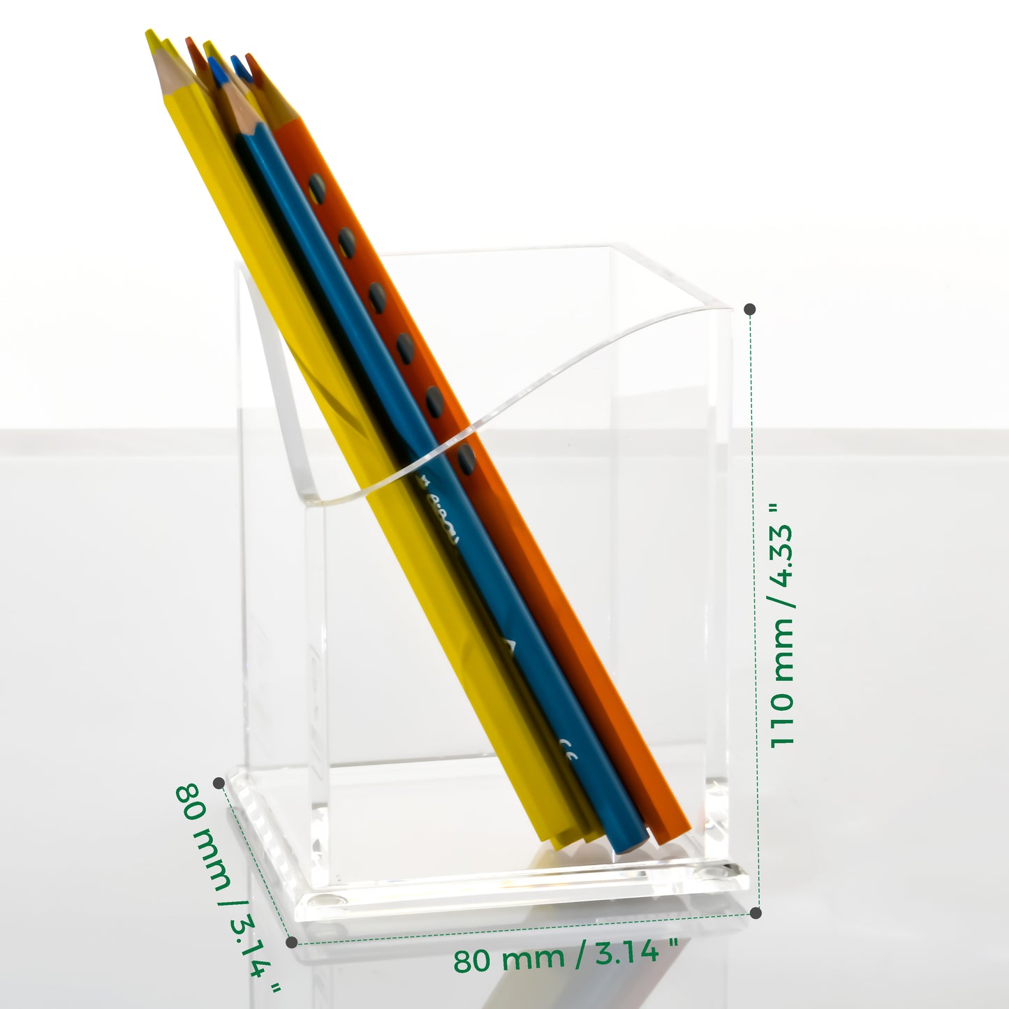 AIMOLLY Transparent Pen Holder Storage Box Desktop Student Stationery Box Acrylic Large Capacity Pen Bucket Office Stationery Storage Writing Tools Simple Thickening.(Model AML-041/042/043)