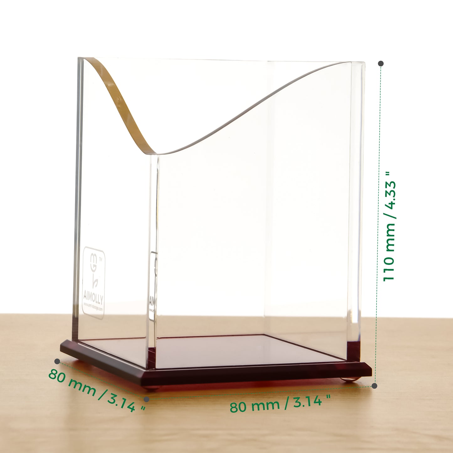 AIMOLLY Transparent Pen Holder Storage Box Desktop Student Stationery Box Acrylic Large Capacity Pen Bucket Office Stationery Storage Writing Tools Simple Thickening.(Model AML-041/042/043)