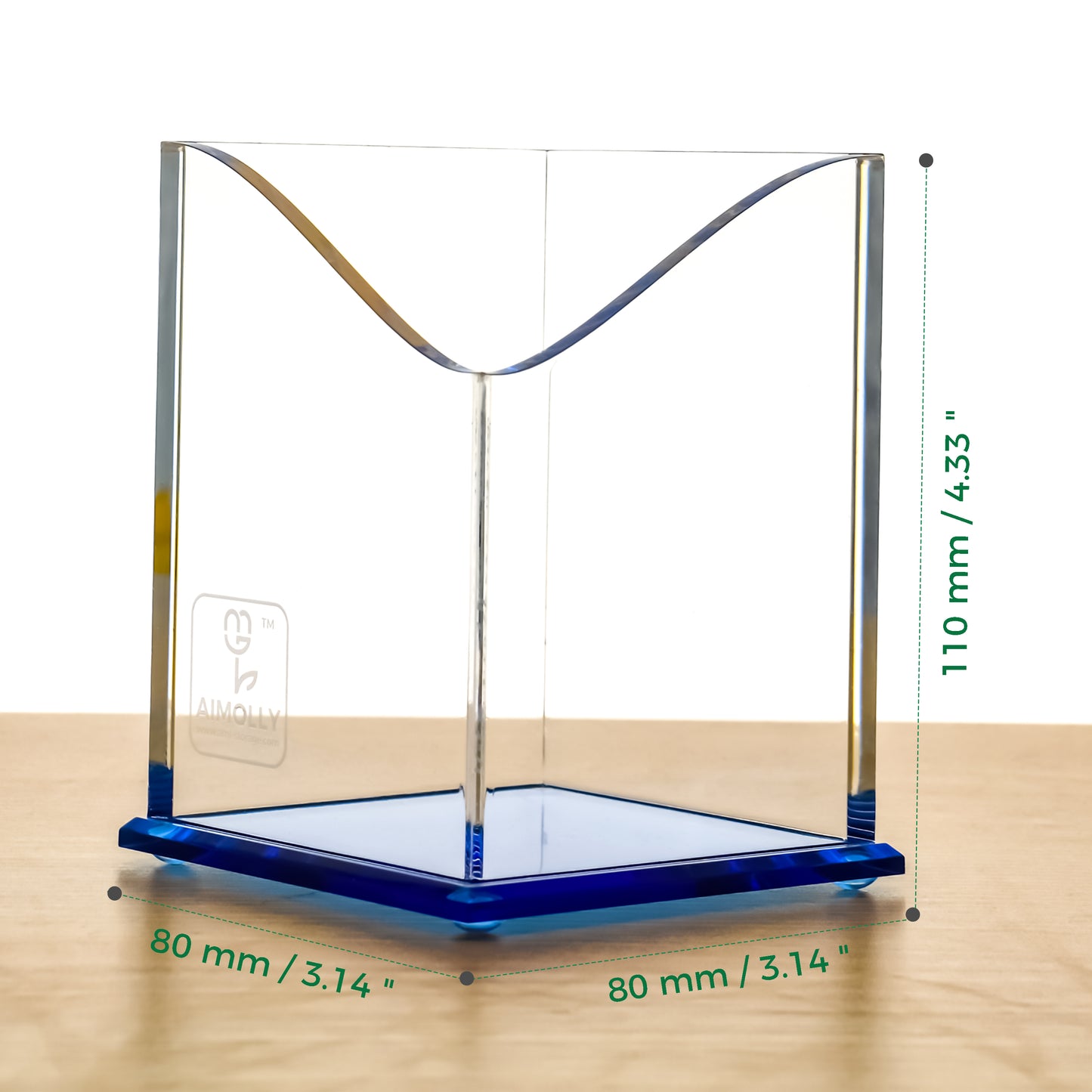 AIMOLLY Transparent Pen Holder Storage Box Desktop Student Stationery Box Acrylic Large Capacity Pen Bucket Office Stationery Storage Writing Tools Simple Thickening.(Model AML-041/042/043)