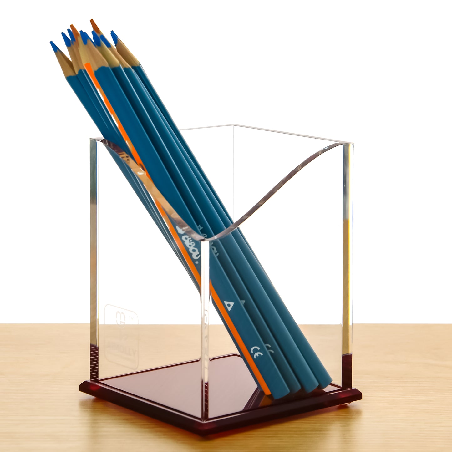 AIMOLLY Transparent Pen Holder Storage Box Desktop Student Stationery Box Acrylic Large Capacity Pen Bucket Office Stationery Storage Writing Tools Simple Thickening.(Model AML-041/042/043)