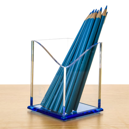 AIMOLLY Transparent Pen Holder Storage Box Desktop Student Stationery Box Acrylic Large Capacity Pen Bucket Office Stationery Storage Writing Tools Simple Thickening.(Model AML-041/042/043)