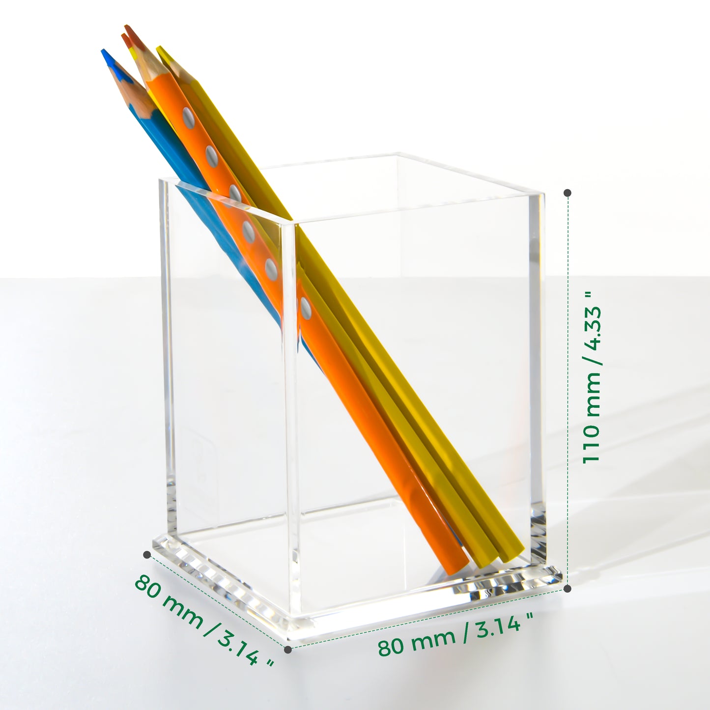 AIMOLLY Transparent Pen Holder Storage Box Desktop Student Stationery Box Acrylic Large Capacity Pen Bucket Office Stationery Storage Writing Tools Simple Thickening.(Model AML-044/045)