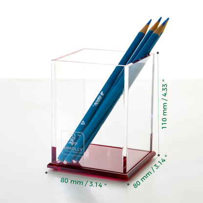 AIMOLLY Transparent Pen Holder Storage Box Desktop Student Stationery Box Acrylic Large Capacity Pen Bucket Office Stationery Storage Writing Tools Simple Thickening.(Model AML-044/045)