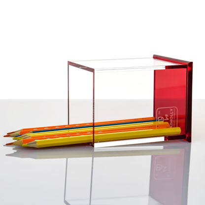 AIMOLLY Transparent Pen Holder Storage Box Desktop Student Stationery Box Acrylic Large Capacity Pen Bucket Office Stationery Storage Writing Tools Simple Thickening.(Model AML-044/045)