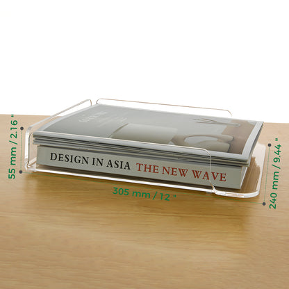 AIMOLLY Acrylic File Rack Small Bookshelf Desktop Transparent A4 Folder Information Rack Storage Document Rack Express Single Rack Storage Test Paper Sorting Rack File Box.(Model AML-049)