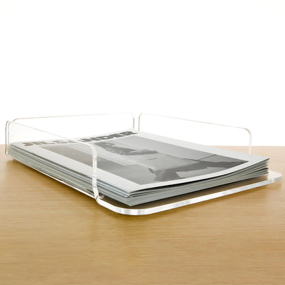 AIMOLLY Acrylic File Rack Small Bookshelf Desktop Transparent A4 Folder Information Rack Storage Document Rack Express Single Rack Storage Test Paper Sorting Rack File Box.(Model AML-049)