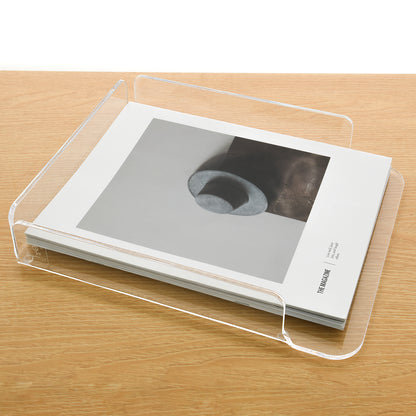 AIMOLLY Acrylic File Rack Small Bookshelf Desktop Transparent A4 Folder Information Rack Storage Document Rack Express Single Rack Storage Test Paper Sorting Rack File Box.(Model AML-049)