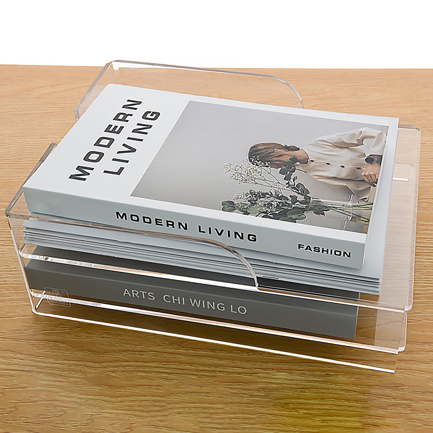 AIMOLLY acrylic file rack small bookshelf desktop transparent A4 file folder information rack storage receipt rack express single rack storage test paper sorting rack file box multi-layer.(Model AML-050/051)