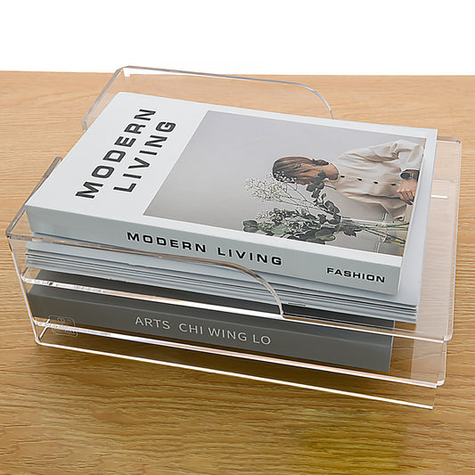 AIMOLLY acrylic file rack small bookshelf desktop transparent A4 file folder information rack storage receipt rack express single rack storage test paper sorting rack file box multi-layer.(Model AML-050/051)