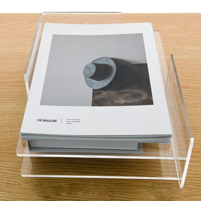 AIMOLLY acrylic file rack small bookshelf desktop transparent A4 file folder information rack storage receipt rack express single rack storage test paper sorting rack file box multi-layer.(Model AML-050/051)