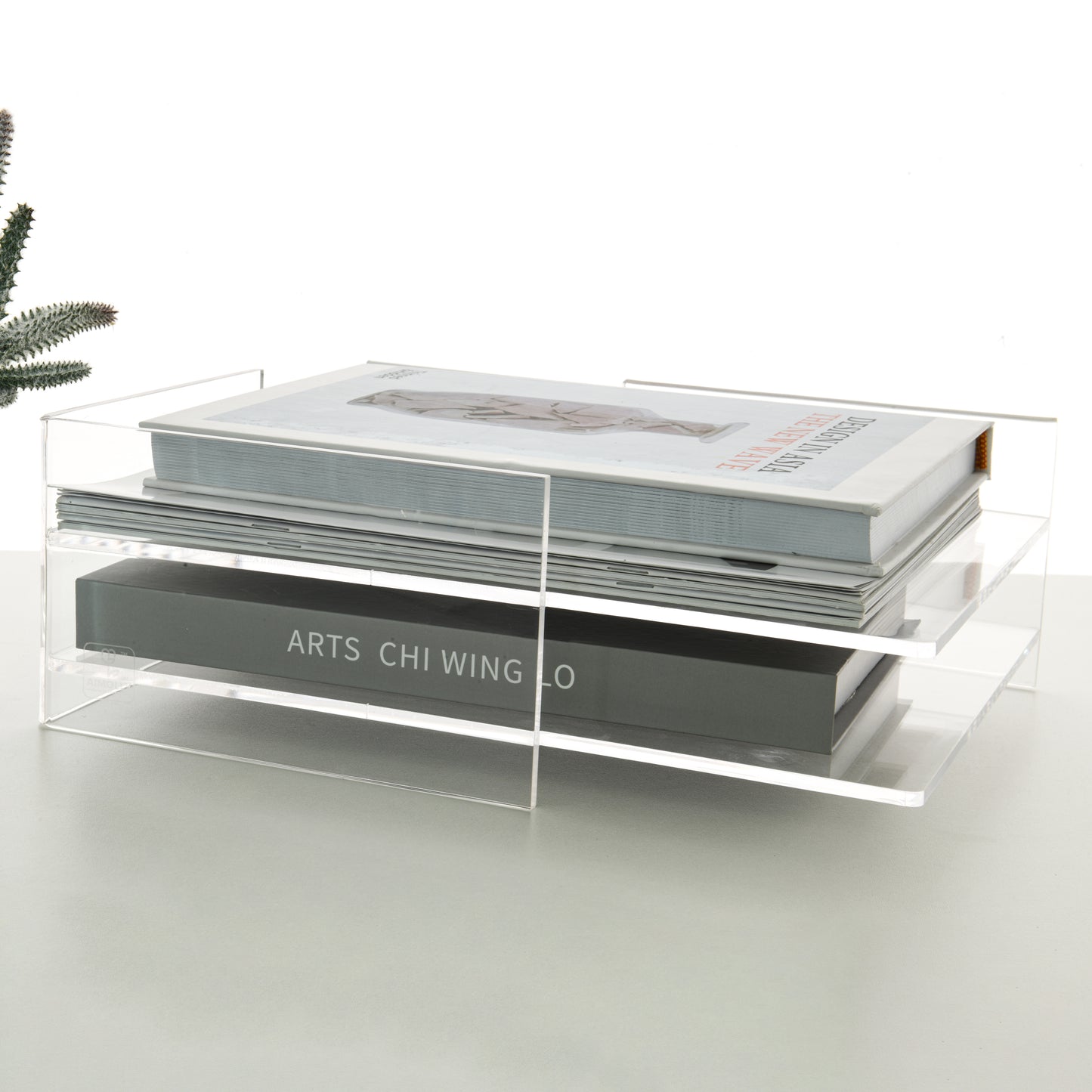 AIMOLLY acrylic file rack small bookshelf desktop transparent A4 file folder information rack storage receipt rack express single rack storage test paper sorting rack file box multi-layer.(Model AML-050/051)