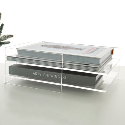 AIMOLLY acrylic file rack small bookshelf desktop transparent A4 file folder information rack storage receipt rack express single rack storage test paper sorting rack file box multi-layer.(Model AML-050/051)