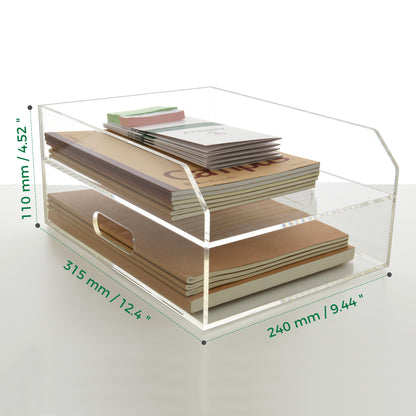 AIMOLLY Desktop file rack, transparent A4 folder storage box, business office storage rack, student test paper sorting rack, file box, multi-layer large-capacity bookshelf, simple and creative.(Model AML-052/053)