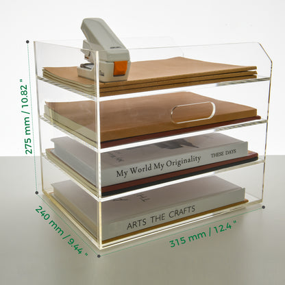 AIMOLLY Desktop file rack, transparent A4 folder storage box, business office storage rack, student test paper sorting rack, file box, multi-layer large-capacity bookshelf, simple and creative.(Model AML-052/053)