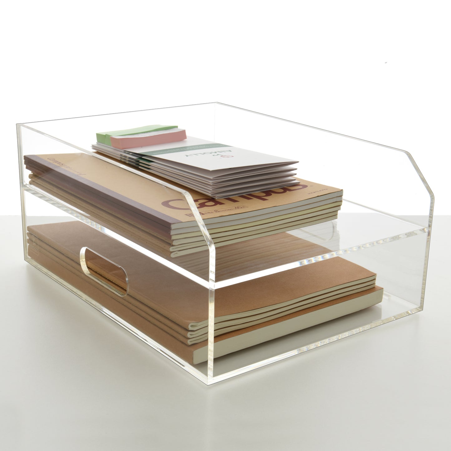 AIMOLLY Desktop file rack, transparent A4 folder storage box, business office storage rack, student test paper sorting rack, file box, multi-layer large-capacity bookshelf, simple and creative.(Model AML-052/053)