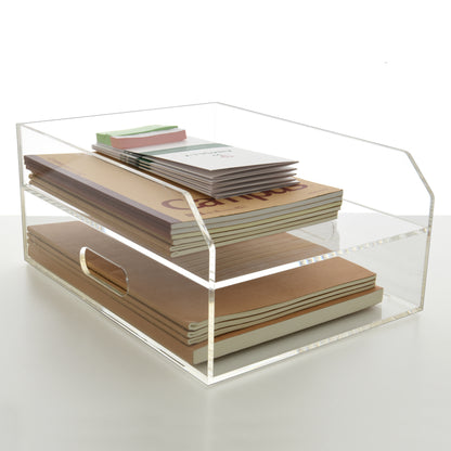 AIMOLLY Desktop file rack, transparent A4 folder storage box, business office storage rack, student test paper sorting rack, file box, multi-layer large-capacity bookshelf, simple and creative.(Model AML-052/053)