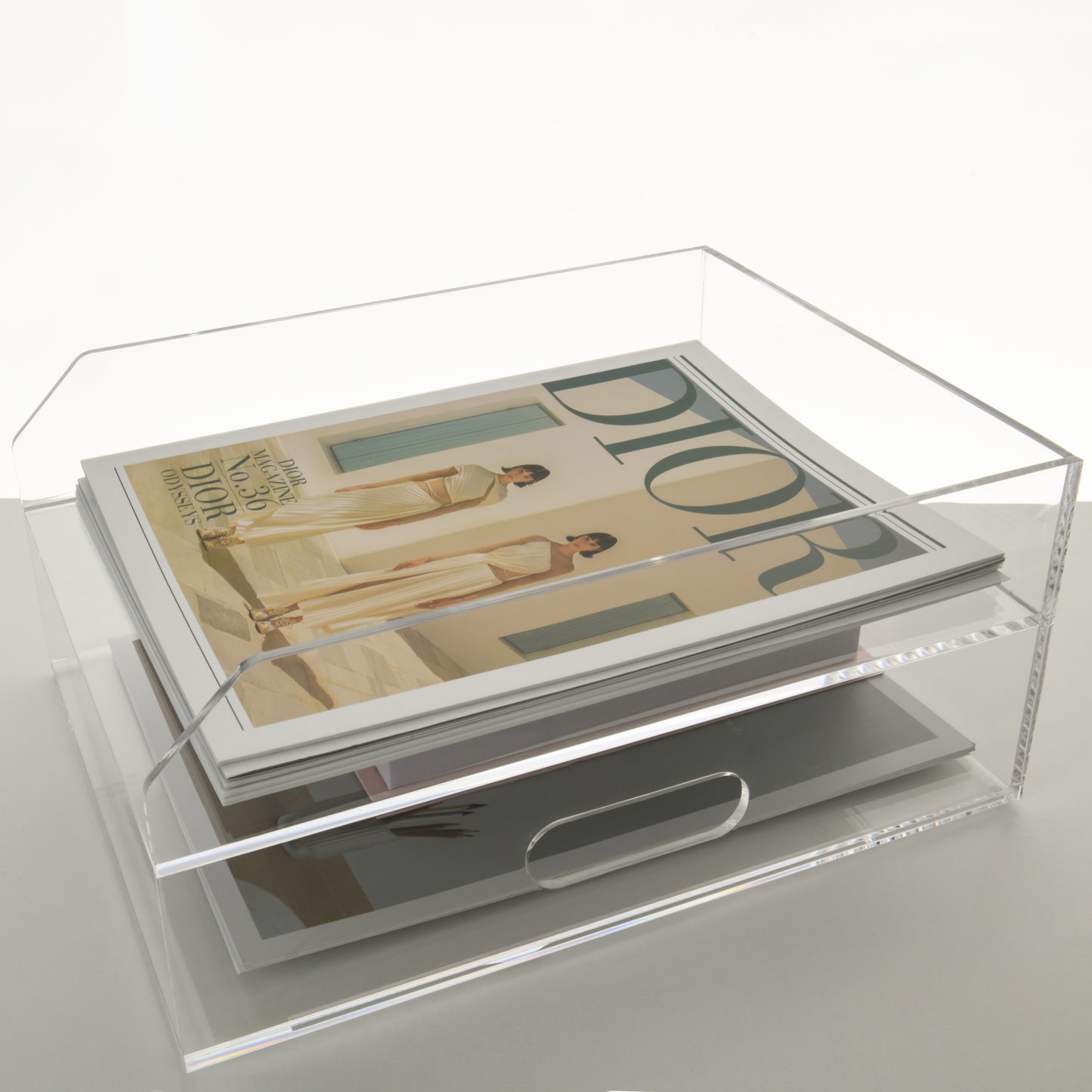 AIMOLLY Desktop file rack, transparent A4 folder storage box, business office storage rack, student test paper sorting rack, file box, multi-layer large-capacity bookshelf, simple and creative.(Model AML-052/053)