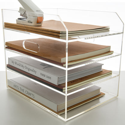 AIMOLLY Desktop file rack, transparent A4 folder storage box, business office storage rack, student test paper sorting rack, file box, multi-layer large-capacity bookshelf, simple and creative.(Model AML-052/053)