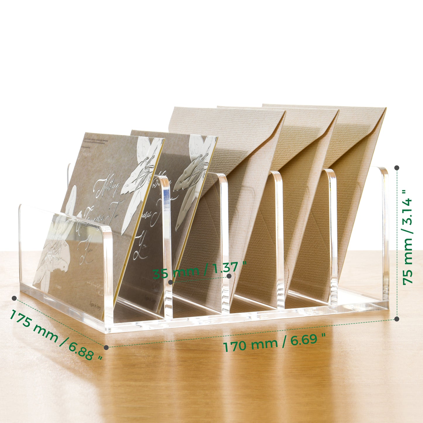 AIMOLLY Acrylic divider rack desktop storage box mail letter greeting card storage rack file CD storage transparent storage rack storage rack shadow disk rack.(Model AML-054/055)