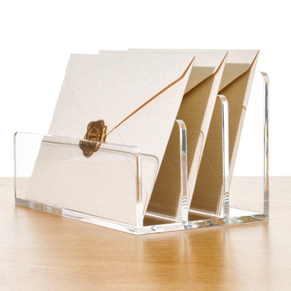 AIMOLLY Acrylic divider rack desktop storage box mail letter greeting card storage rack file CD storage transparent storage rack storage rack shadow disk rack.(Model AML-054/055)