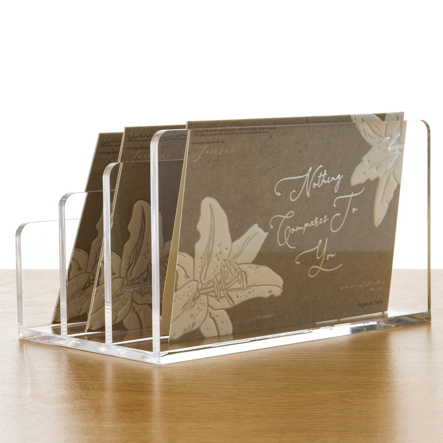 AIMOLLY Acrylic divider rack desktop storage box mail letter greeting card storage rack file CD storage transparent storage rack storage rack shadow disk rack.(Model AML-054/055)