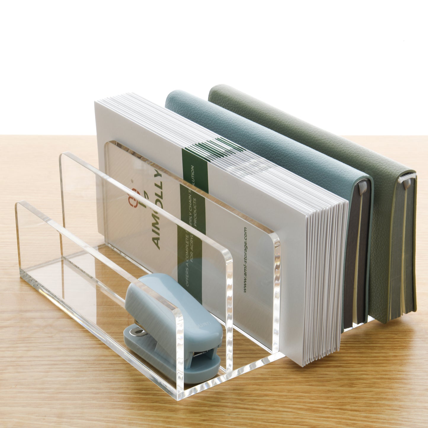 AIMOLLY Acrylic divider rack desktop storage box mail letter greeting card storage rack file CD storage transparent storage rack storage rack shadow disk rack.(Model AML-054/055)