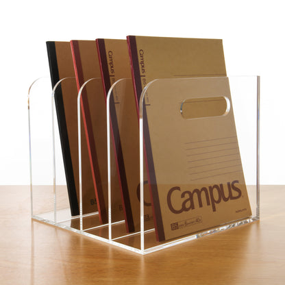 AIMOLLY transparent acrylic file rack - 3/4 vertical compartment desktop organizer, suitable for office and home, desk file storage rack(Model AML-056/057)