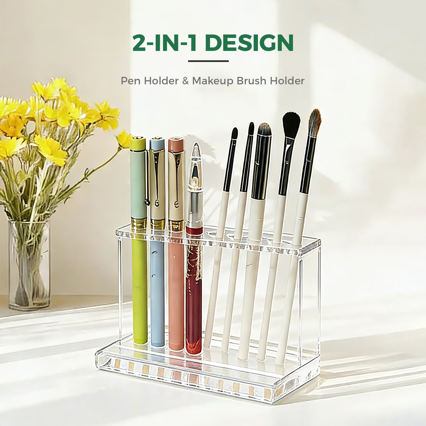 AIMOLLY Acrylic pen holder stand, custom-made high-quality desktop pencil organizer, makeup brush holder, transparent acrylic transparent plastic pen stand, acrylic pen holder (Model AML-059)