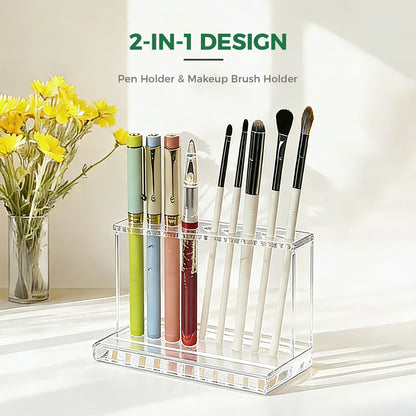 AIMOLLY Acrylic pen holder stand, custom-made high-quality desktop pencil organizer, makeup brush holder, transparent acrylic transparent plastic pen stand, acrylic pen holder (Model AML-059)