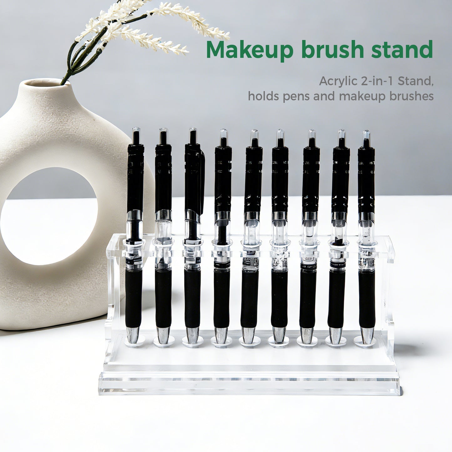 AIMOLLY Acrylic pen holder stand, custom-made high-quality desktop pencil organizer, makeup brush holder, transparent acrylic transparent plastic pen stand, acrylic pen holder (Model AML-059)