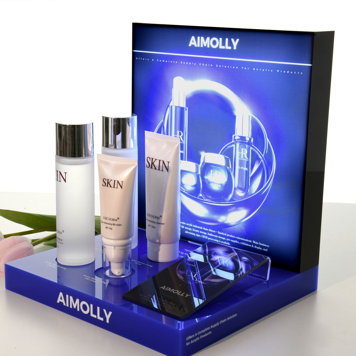 Clear Acrylic  5-HoleMakeup Display Box