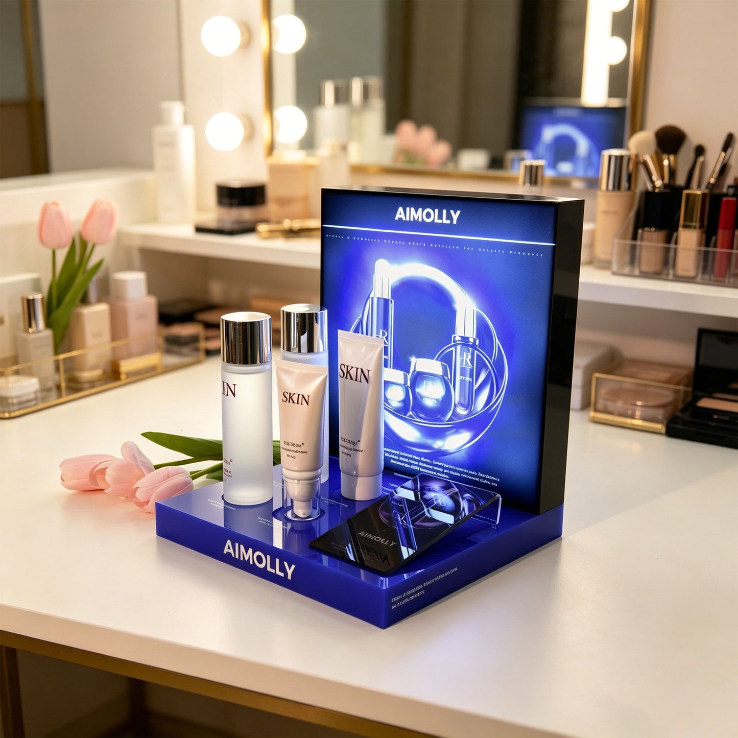 Clear Acrylic  5-HoleMakeup Display Box