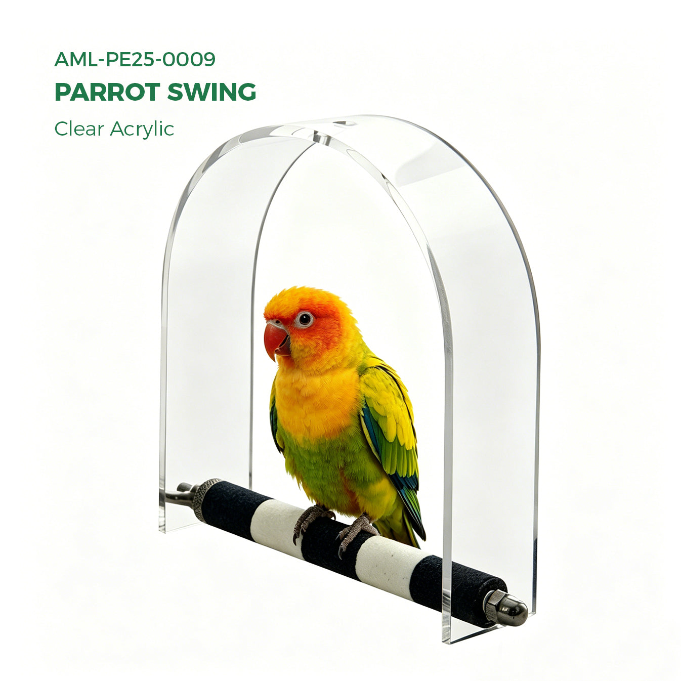 AIMOLLY AcrylicParrot Swing，Acrylic bird perching stand, with a waterproof protective cover, rough-textured parrot scratching perching stand.Model: AML-PE25-0009