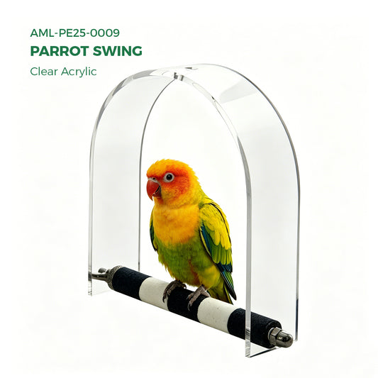 AIMOLLY AcrylicParrot Swing，Acrylic bird perching stand, with a waterproof protective cover, rough-textured parrot scratching perching stand.Model: AML-PE25-0009