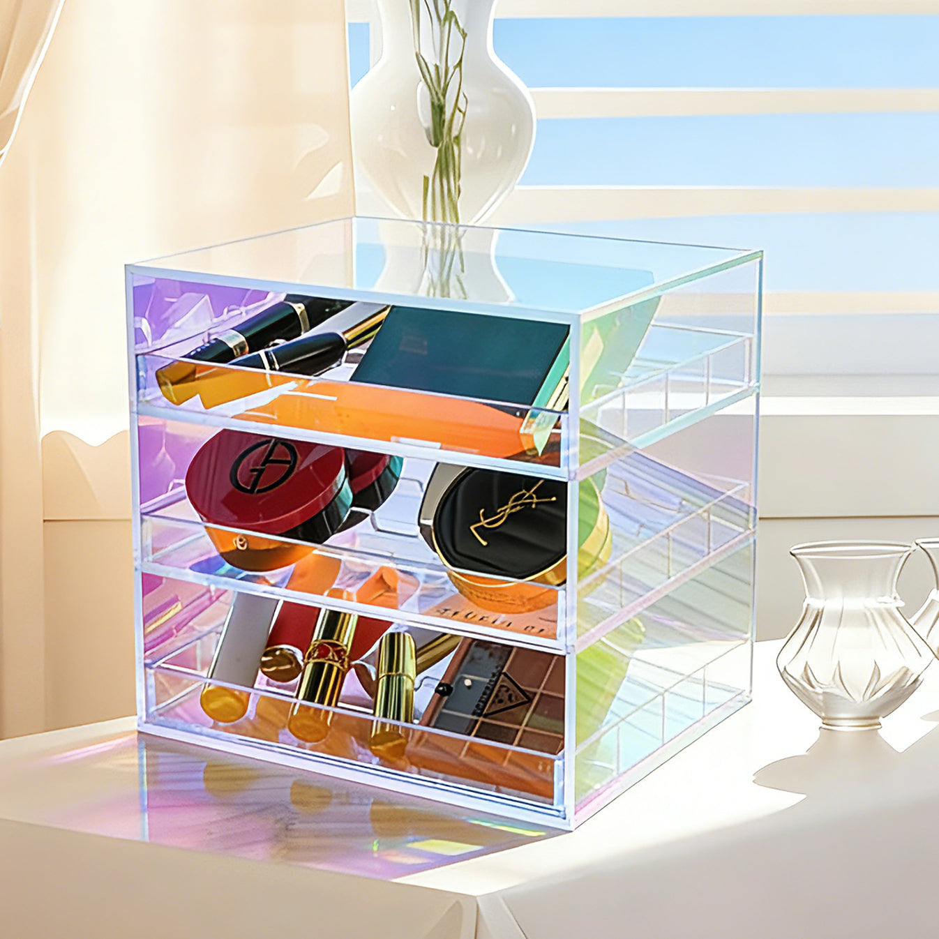 Clear Acrylic Makeup Organizer Set