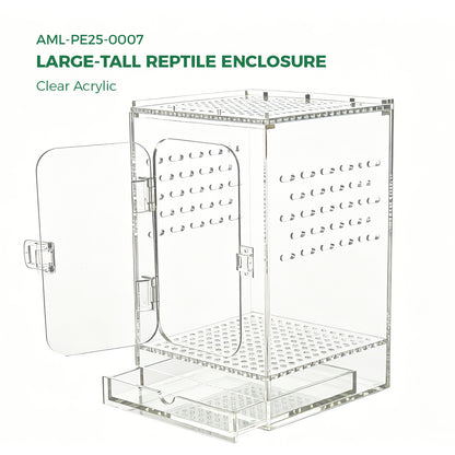 AIMOLLY Acrylic tall reptile enclosure， Ventilated pet cage, with 360° clear view, easy-to-clean living environment, suitable for geckos, frogs, insects, hermit crabs, etc.(Model: AML-PE25-0004/5/6/7)