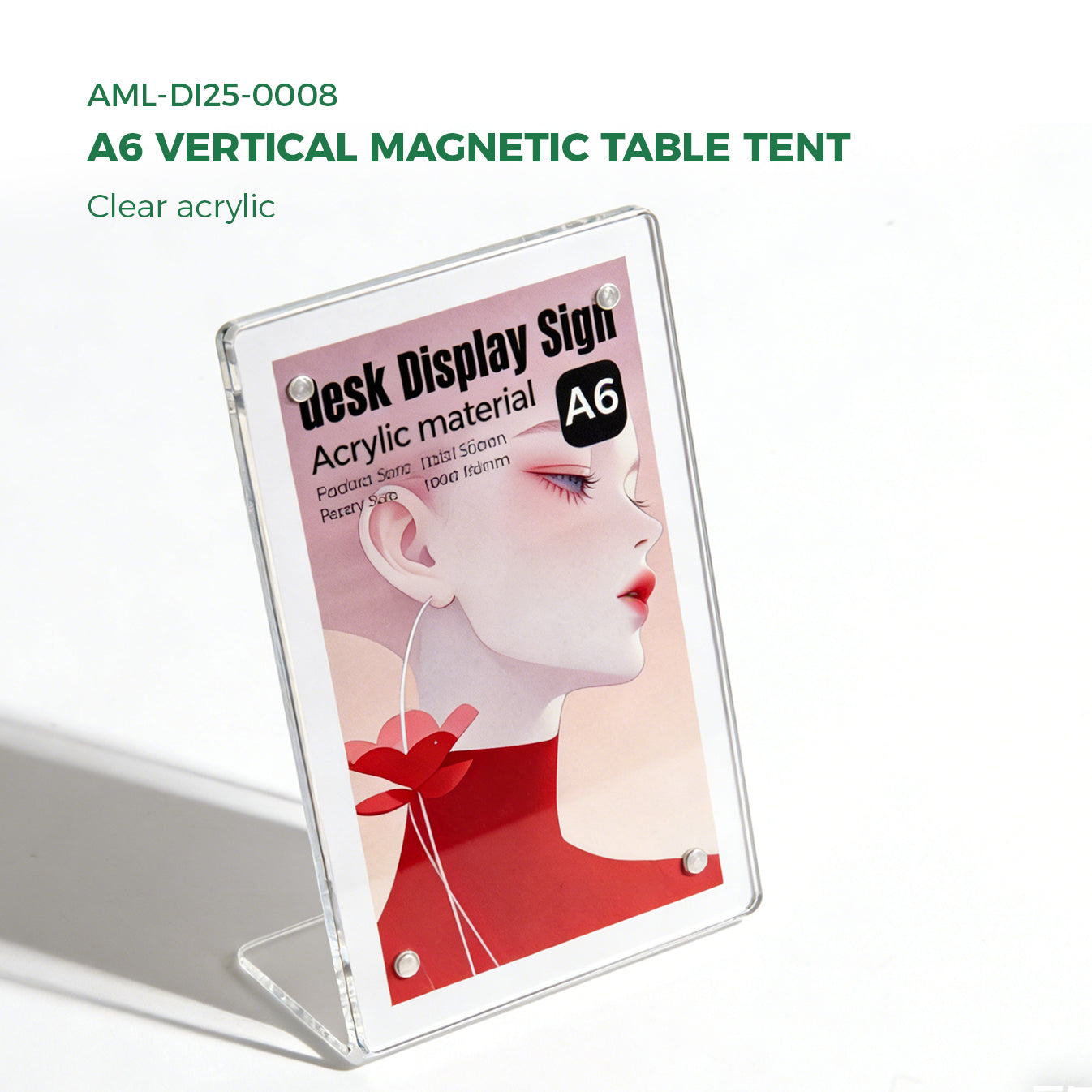 Clear Acrylic A6 Folded Magnetic Table Tent