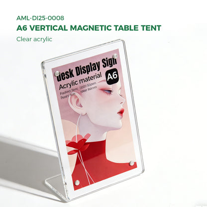 Clear Acrylic A6 Folded Magnetic Table Tent