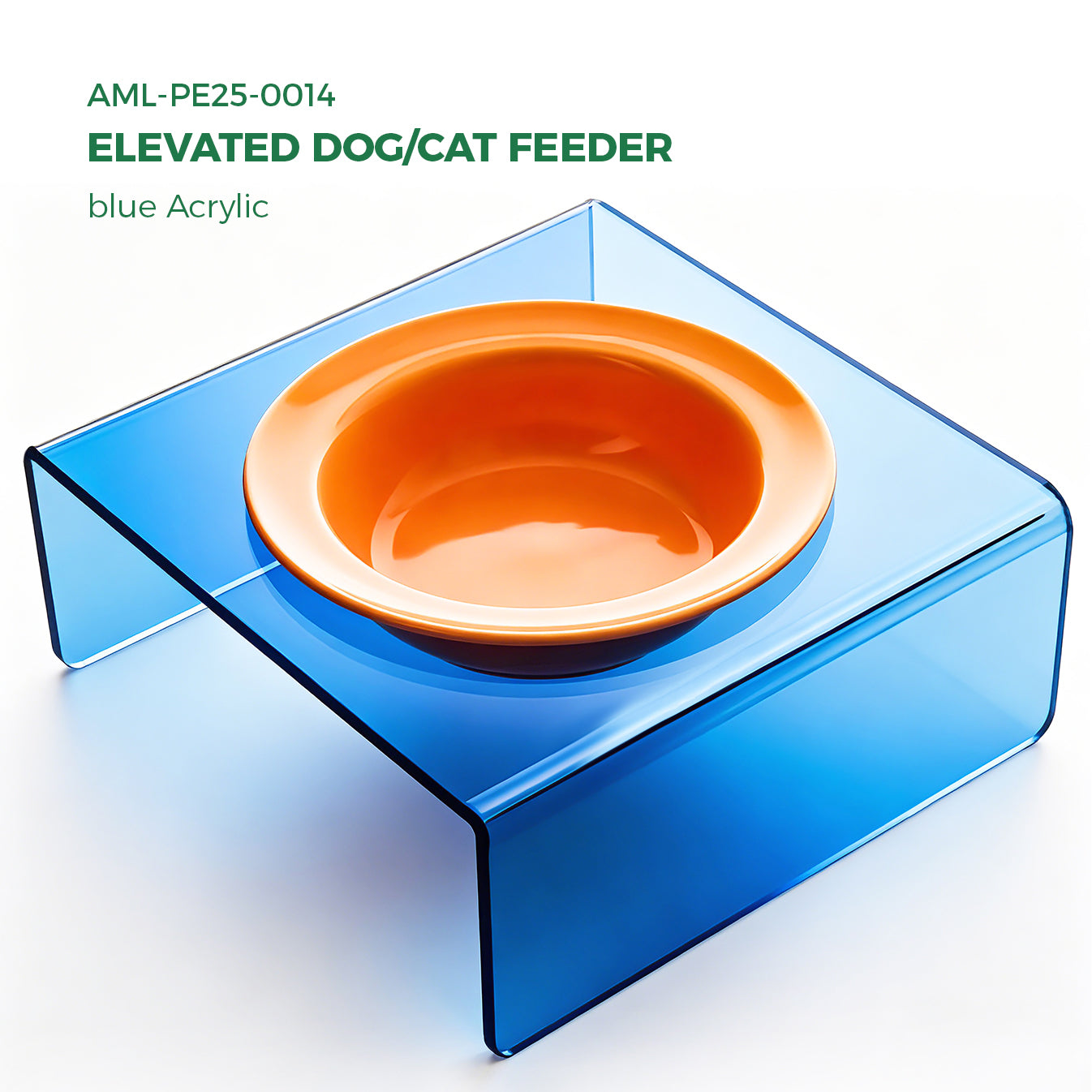 AIMOLLY  3-color acrylic high-rise dog/cat feeder. High-rise dog/cat feeder. Perfect for cats and puppies. Model: AML-PE25-0014/15/16