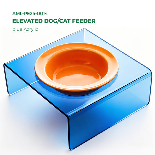 AIMOLLY  3-color acrylic high-rise dog/cat feeder. High-rise dog/cat feeder. Perfect for cats and puppies. Model: AML-PE25-0014/15/16