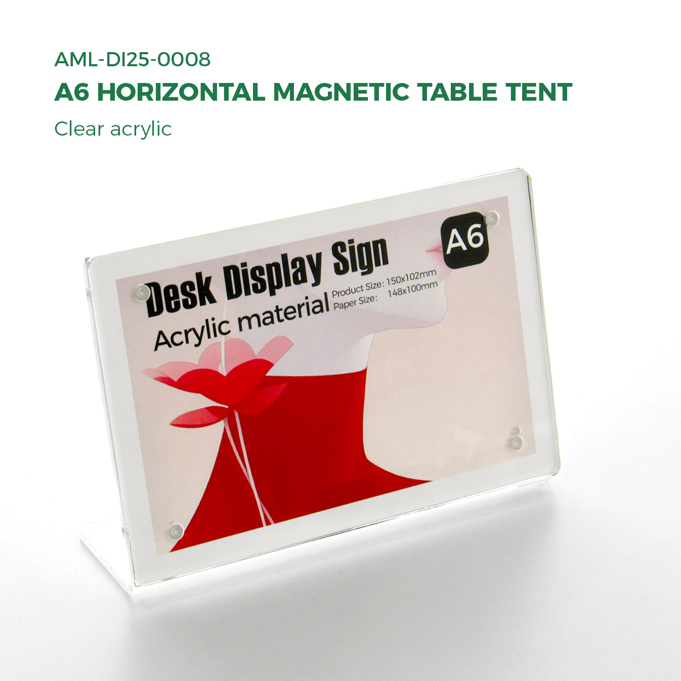 Clear Acrylic A6 Folded Magnetic Table Tent