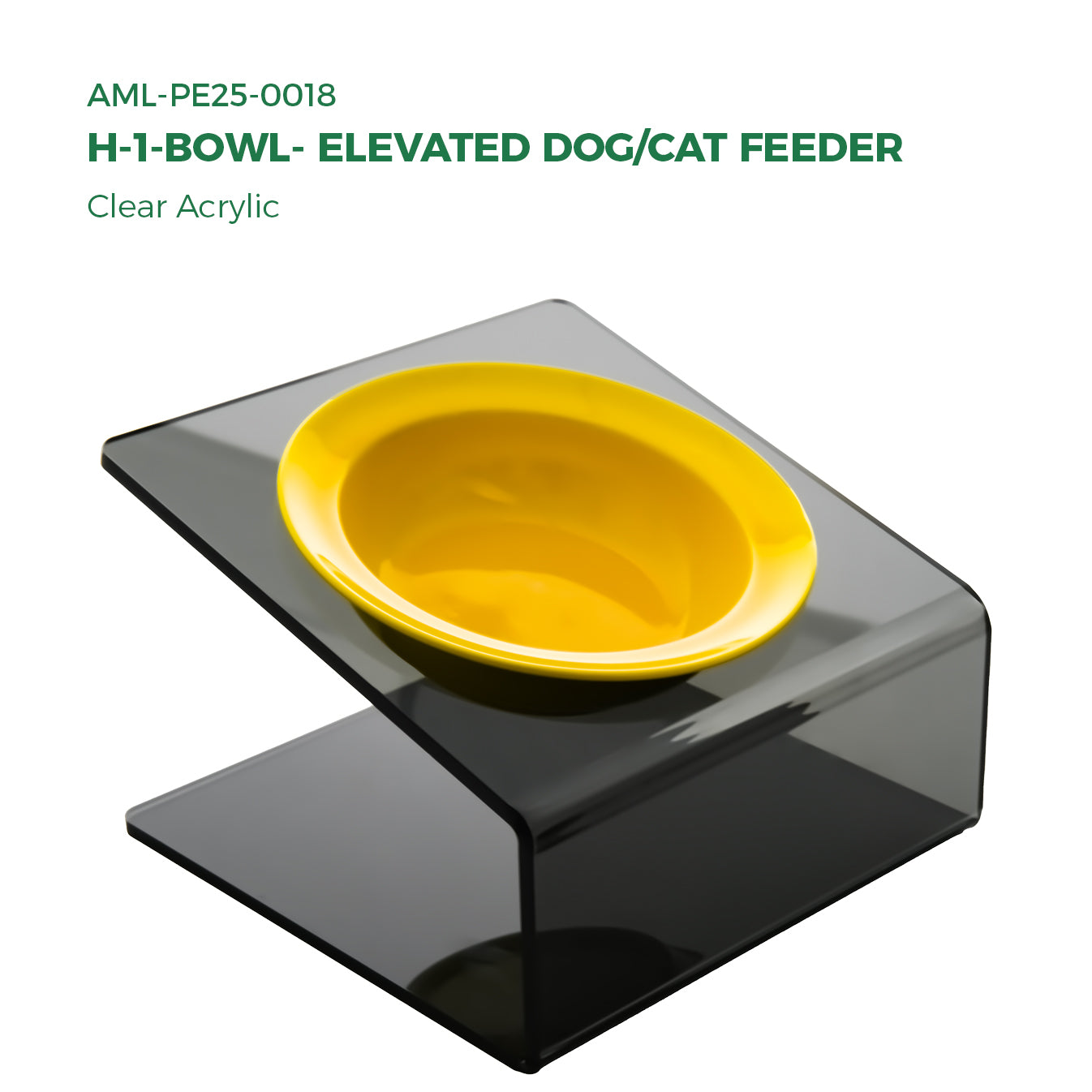 AIMOLLY acrylic  Model H Elevated Dog/Cat Feeder， Elevated Dog/Cat Feeder，AML-PE25-0018/19