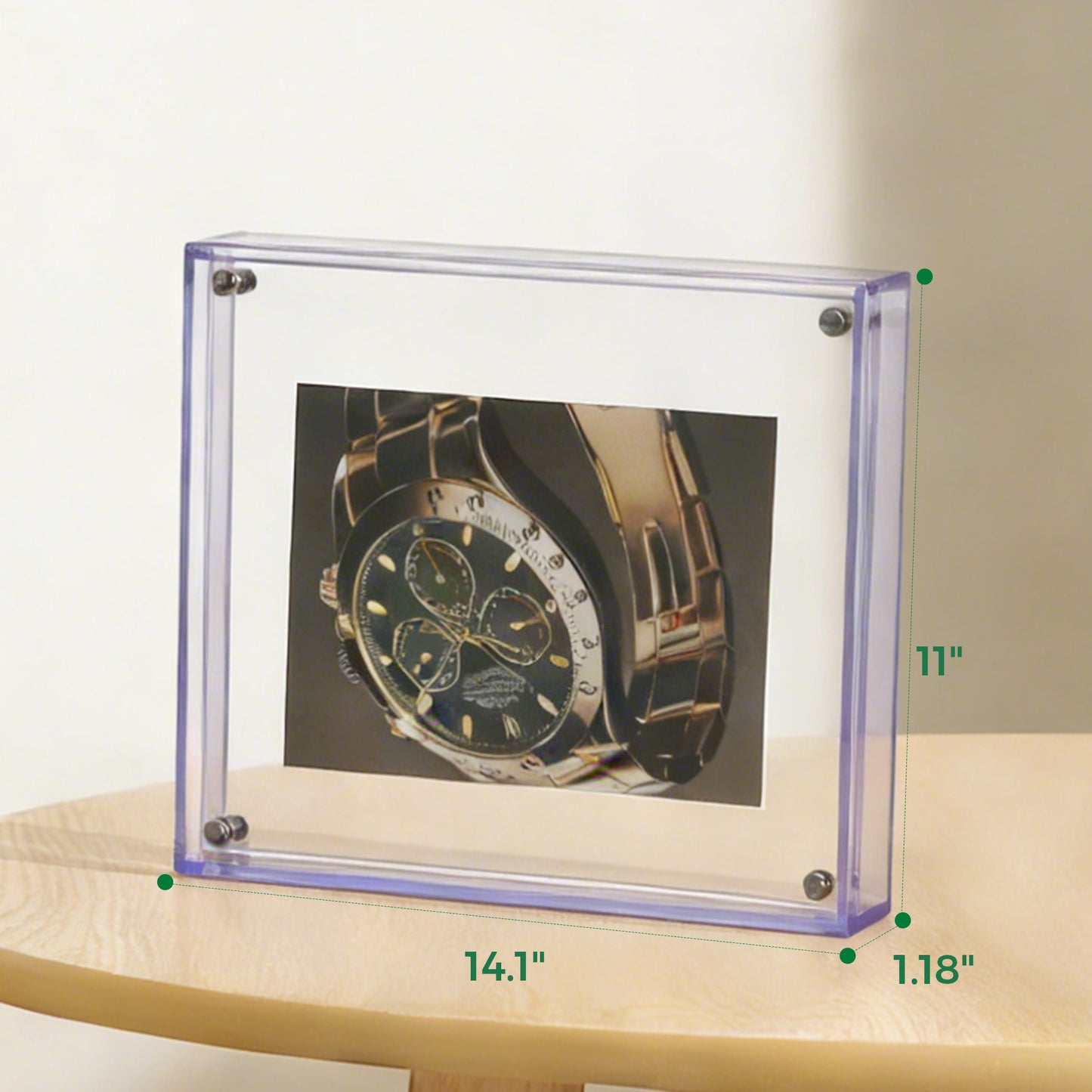 AIMOLLY Transparent Photo Frame .Freestanding Double Sided Magnetic Acrylic Lucite Frameless Transparent Square Frame Gift for Desktop Display(AML-HO25-（0022-0025）)
