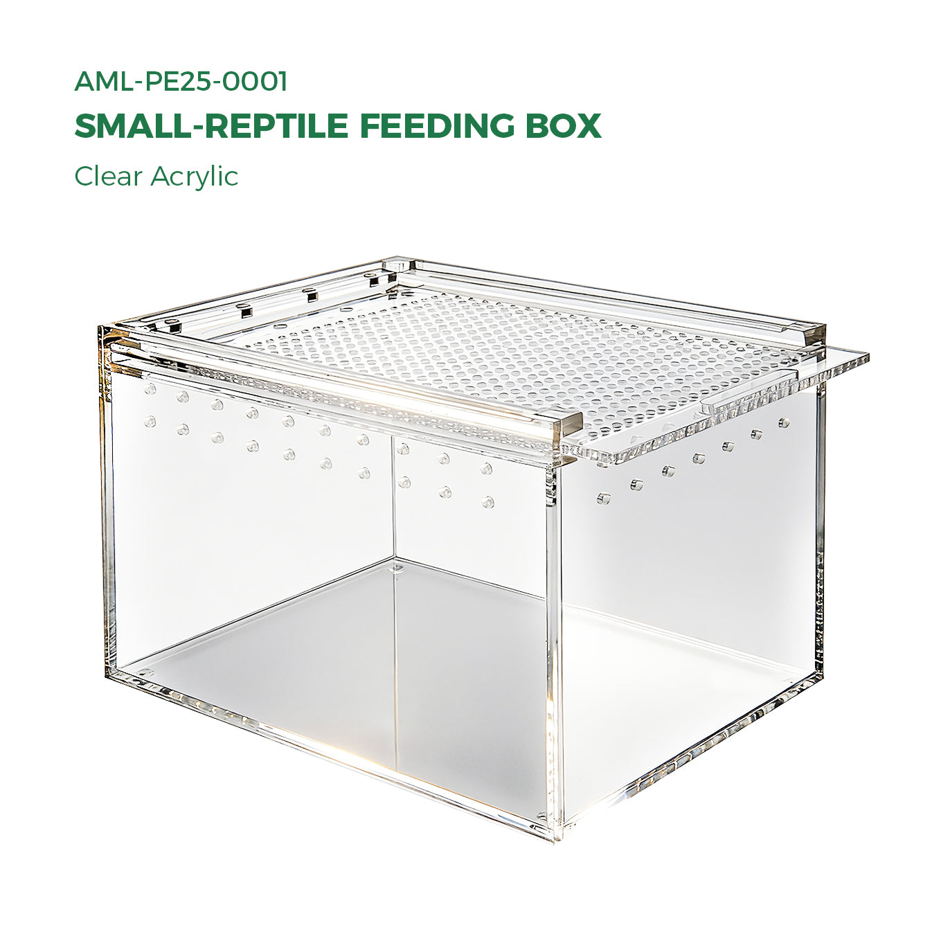 AIMOLLY Acrylic Reptile Feeding Box(small-medium-large) Reptiles Feeding box Crustacean breeding box Snake lizard enclosure Office supplies (Model: AML-PE25-0001/02/03)