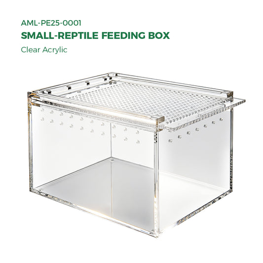 AIMOLLY Acrylic Reptile Feeding Box(small-medium-large) Reptiles Feeding box Crustacean breeding box Snake lizard enclosure Office supplies (Model: AML-PE25-0001/02/03)