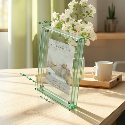 AIMOLLY Transparent Photo Frame .Freestanding Double Sided Magnetic Acrylic Lucite Frameless Transparent Square Frame Gift for Desktop Display(AML-HO25-（0022-0024）)
