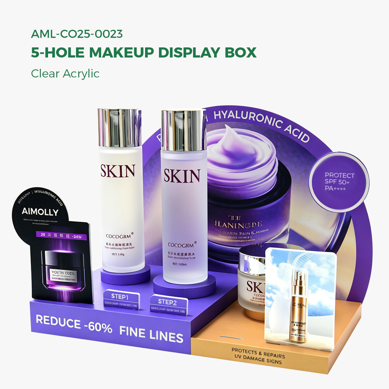 Clear Acrylic  5-HoleMakeup Display Box