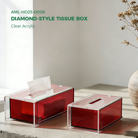AIMOLLY Clear Acrylic Premium Acrylic Tissue Holder Tissue Box for Office & Home Desktop Storage（AML-HO25-0007/0008）