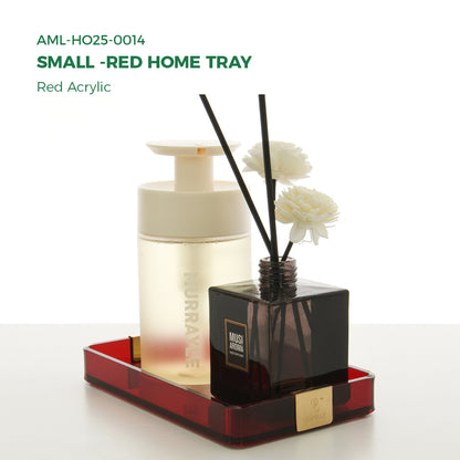 AIMOLLY Small Home Tray - Elegant Clear Acrylic Serving Tray with Handles, Perfect for Breakfast, Dining, Makeup Organizer, Bathroom Vanity, Coffee Table & Ottoman (Model: AML-HO25-0013-0014)